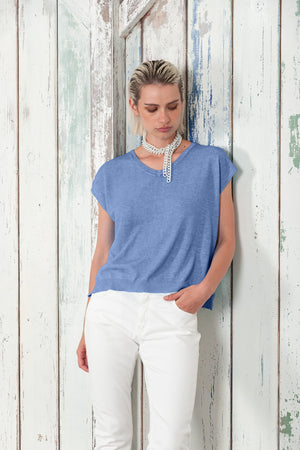 Positano Knit - Women's V-Neck Cotton Sweater - Bay