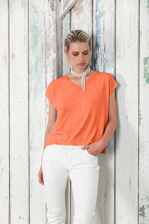 Positano Knit - Women's V-Neck Cotton Sweater - Spritz