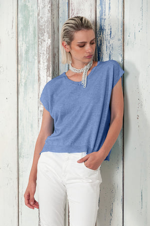 Positano Knit - Women's V-Neck Cotton Sweater - Bay