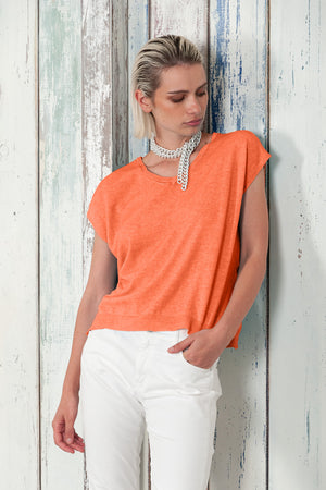 Positano Knit - Women's V-Neck Cotton Sweater - Spritz