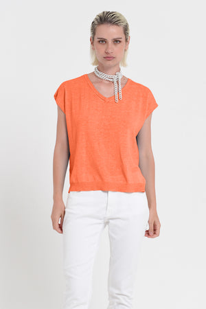 Positano Knit - Women's V-Neck Cotton Sweater - Spritz