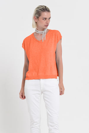 Positano Knit - Women's V-Neck Cotton Sweater - Spritz