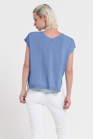 Positano Knit - Women's V-Neck Cotton Sweater - Bay