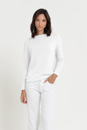 Vaze Knit - Women's Cotton Knit Sweater - White