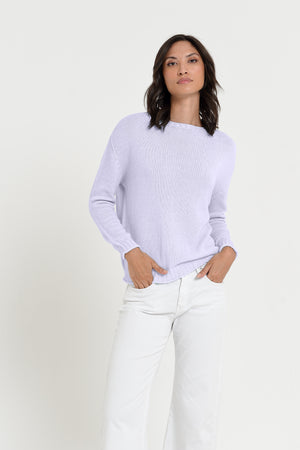 Vaze Knit - Women's Cotton Knit Sweater - Lilac
