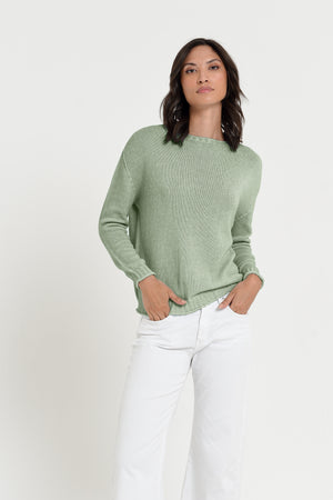 Vaze Knit - Women's Cotton Knit Sweater - Palm