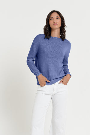 Vaze Knit - Women's Cotton Knit Sweater - Whale