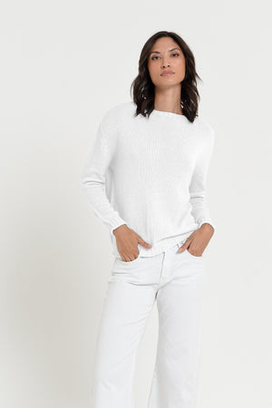 Vaze Knit - Women's Cotton Knit Sweater - White