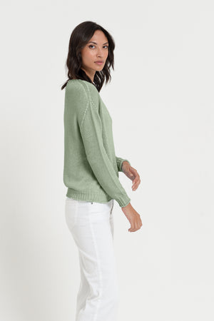 Vaze Knit - Women's Cotton Knit Sweater - Palm