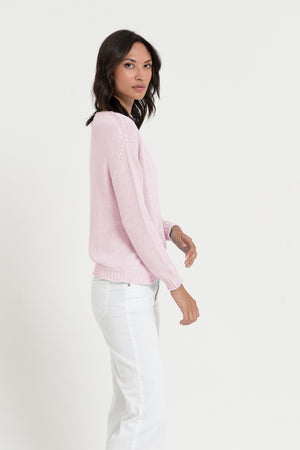Vaze Knit - Women's Cotton Knit Sweater - Rose