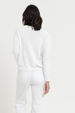Vaze Knit - Women's Cotton Knit Sweater - White