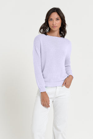 Vaze Knit - Women's Cotton Knit Sweater - Lilac