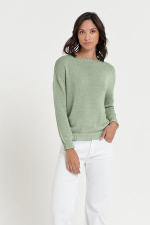 Vaze Knit - Women's Cotton Knit Sweater - Palm