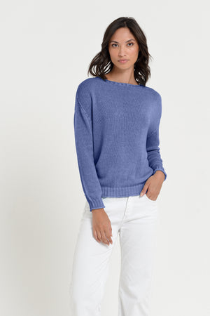 Vaze Knit - Women's Cotton Knit Sweater - Whale