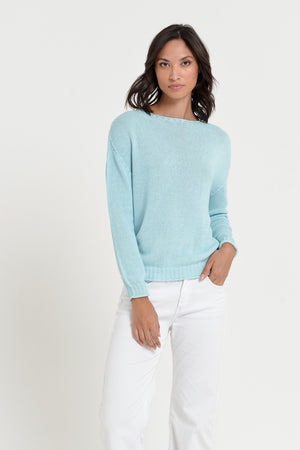 Vaze Knit - Women's Cotton Knit Sweater - Bora Bora