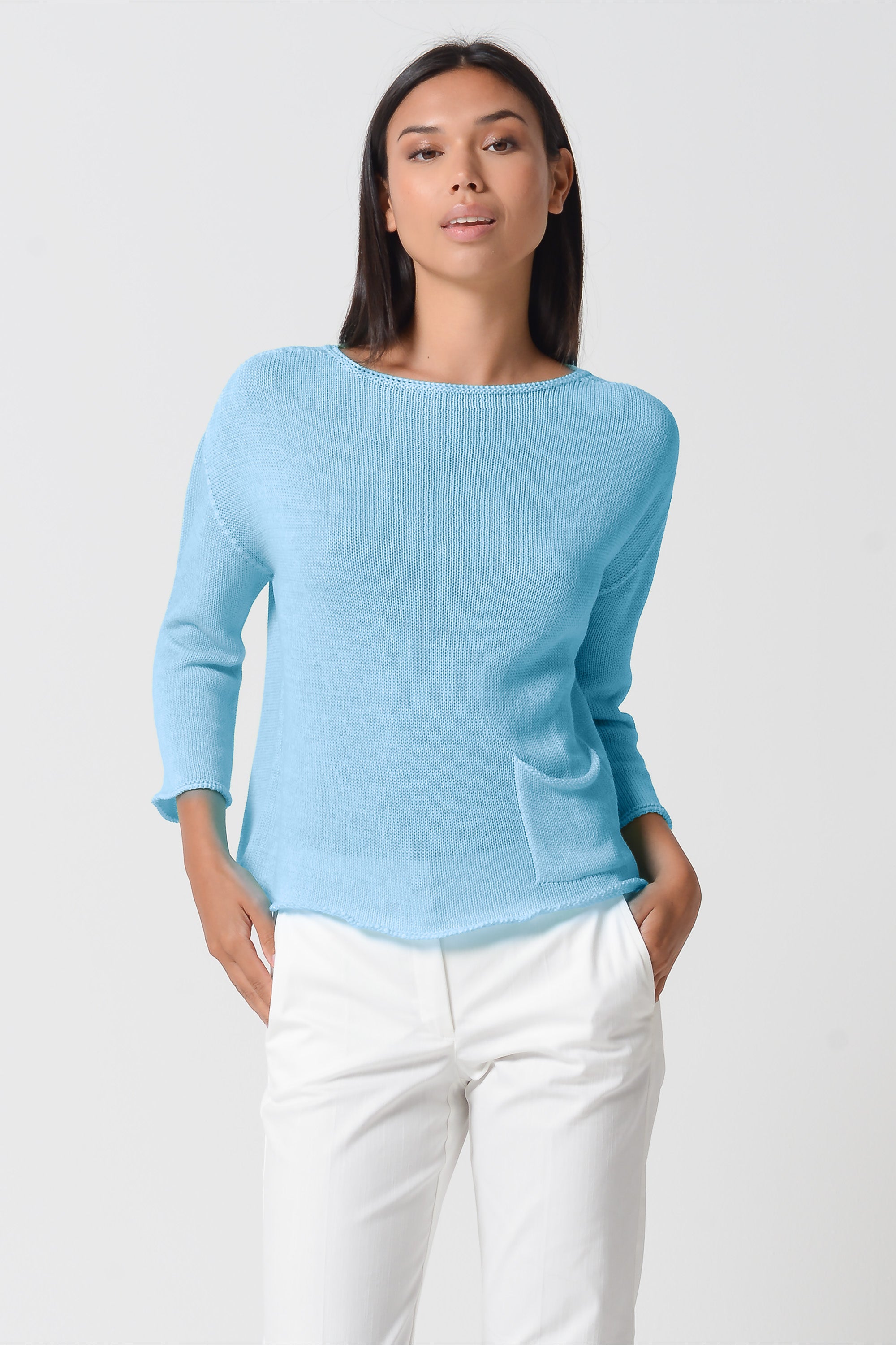 Sofia Knit - Short Sleeve Cotton Sweater - Viking