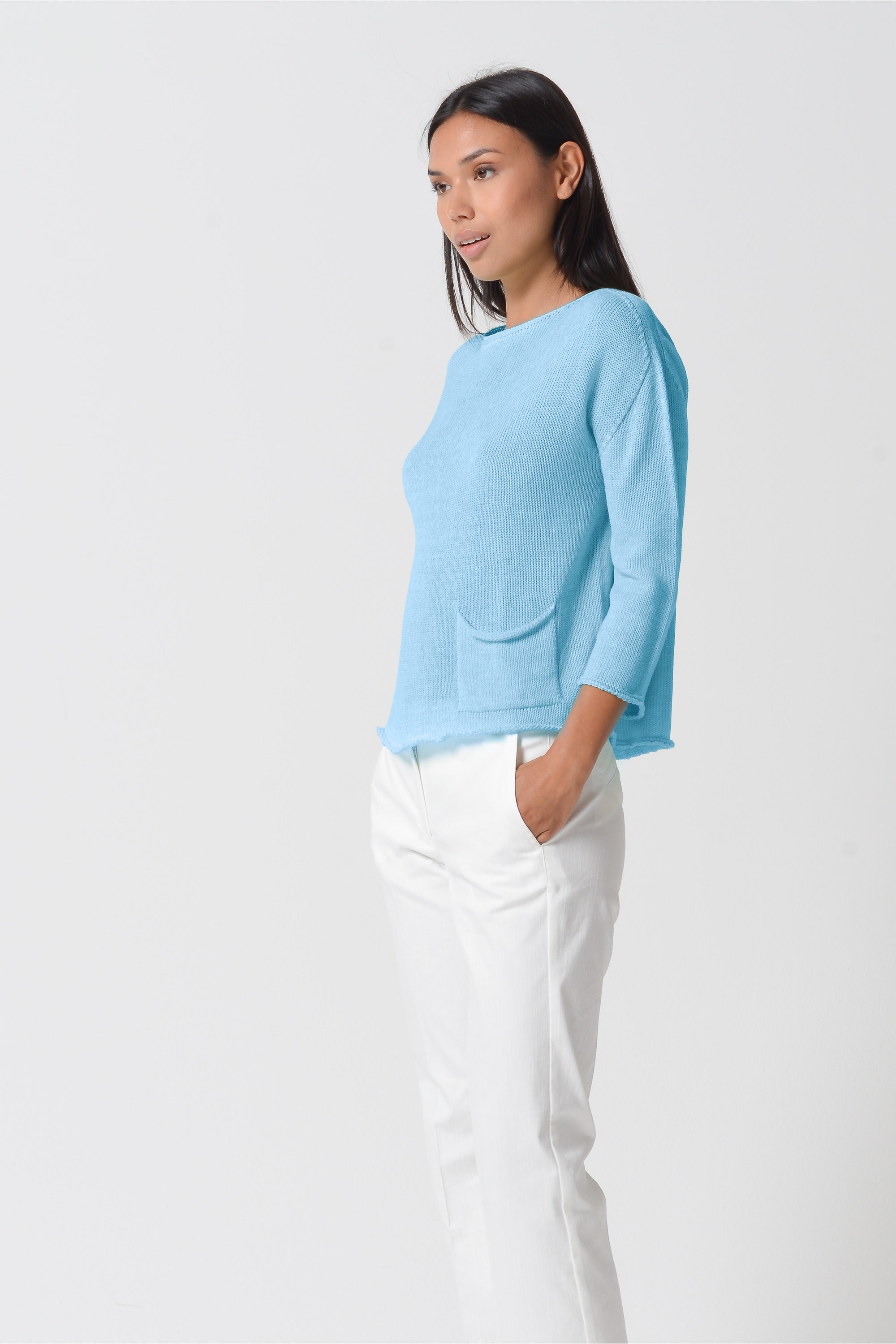 Sofia Knit - Short Sleeve Cotton Sweater - Viking