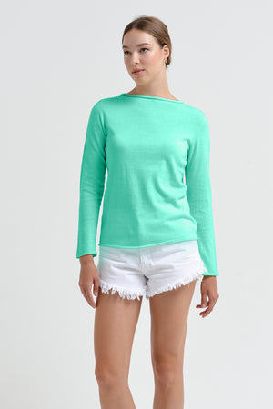Monica Crewneck Cotton Sweater - Jungle