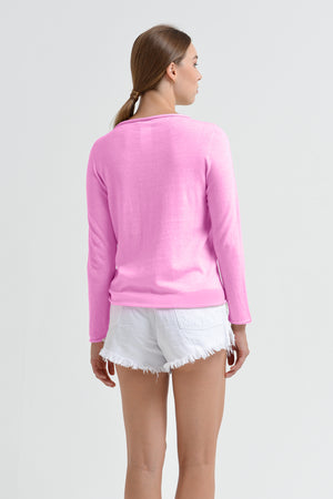Monica Crewneck Cotton Sweater - Candy