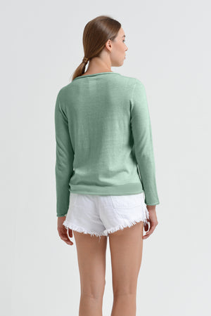 Monica Crewneck Cotton Sweater - Juniper