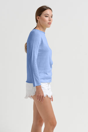 Monica Crewneck Cotton Sweater - Bay
