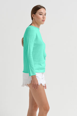 Monica Crewneck Cotton Sweater - Jungle