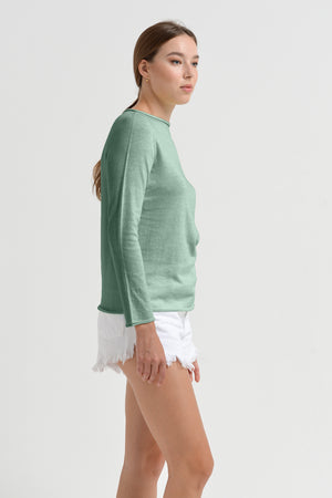 Monica Crewneck Cotton Sweater - Juniper