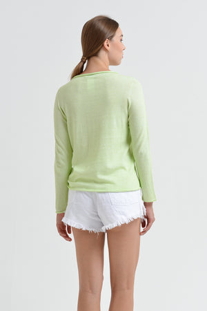 Monica Crewneck Cotton Sweater - Margarita