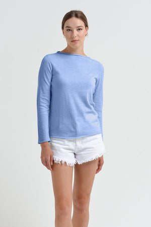 Monica Crewneck Cotton Sweater - Bay