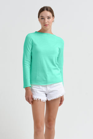 Monica Crewneck Cotton Sweater - Jungle