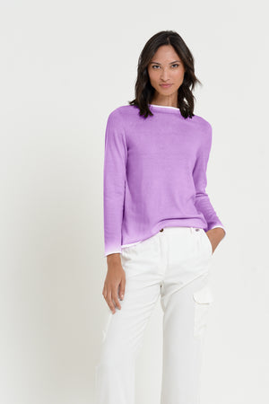 Monica Crewneck in Spray Art - Morado
