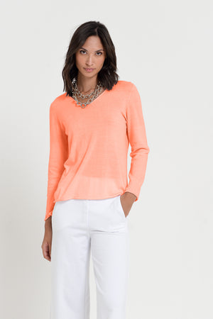 Serena V-Neck - Women's Cotton Knit Sweater - Spritz