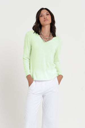 Serena V-Neck - Women's Cotton Knit Sweater - Margarita