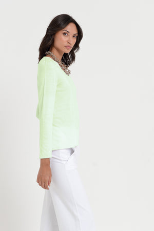 Serena V-Neck - Women's Cotton Knit Sweater - Margarita
