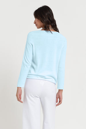 Serena V-Neck - Women's Cotton Knit Sweater - Bora Bora