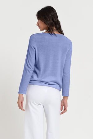Serena V-Neck - Women's Cotton Knit Sweater - Whale