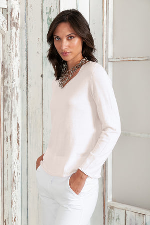 Serena V-Neck - Women's Cotton Knit Sweater - Canapa
