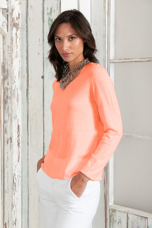 Serena V-Neck - Women's Cotton Knit Sweater - Spritz