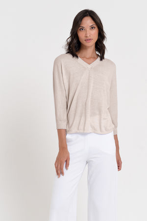 Anna V-Neck - Women's Short Sleeve Knit Sweater - Canapa