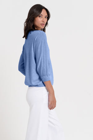 Anna V-Neck - Women's Short Sleeve Knit Sweater - Bay