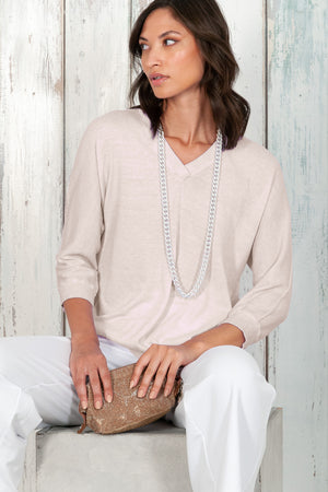 Anna V-Neck - Women's Short Sleeve Knit Sweater - Canapa
