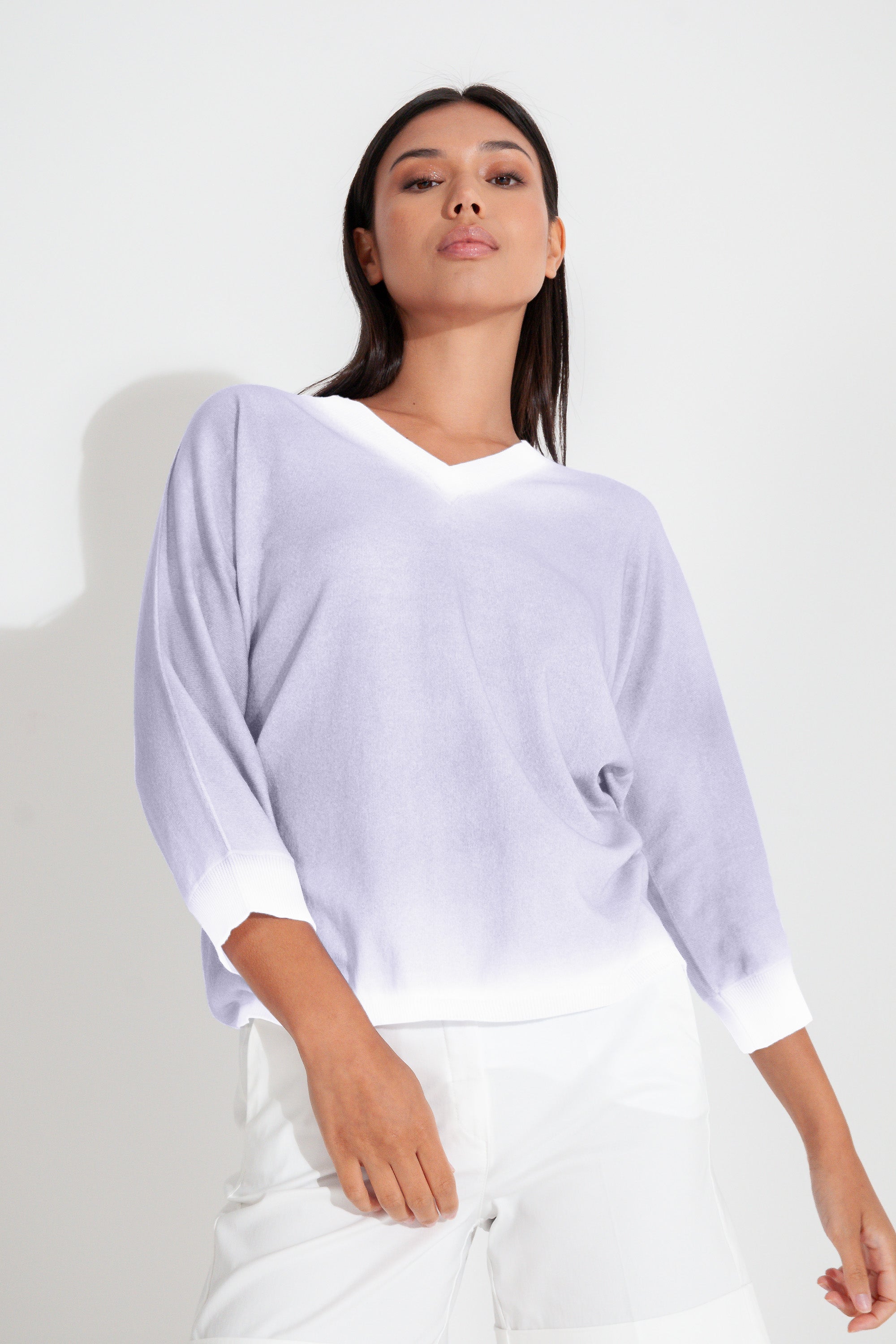 Anna V-Neck Spray Art - Lilac