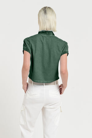 Crop Polo - Women's Cropped Polo Shirt - Juniper