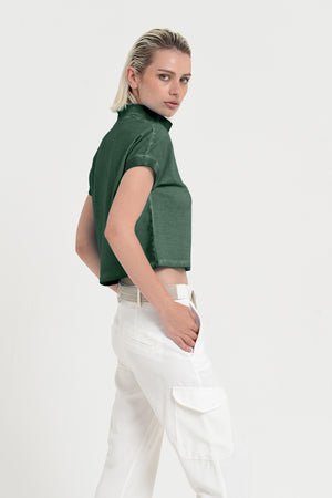 Crop Polo - Women's Cropped Polo Shirt - Juniper