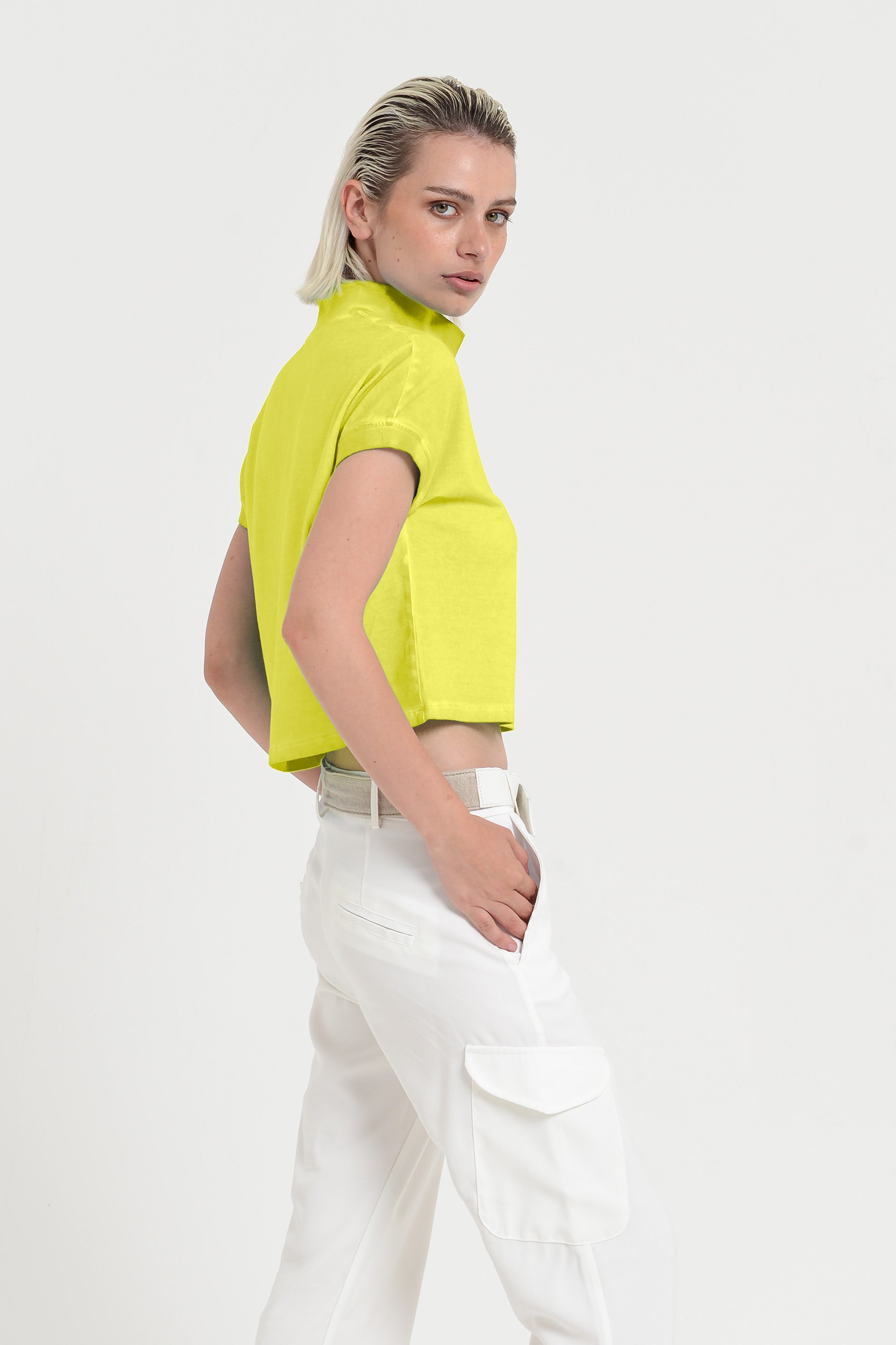 Crop Polo - Lime