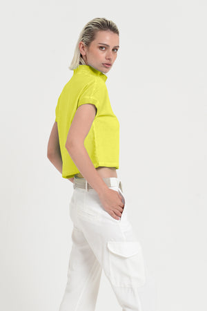 Crop Polo - Women's Cropped Polo Shirt - Lime