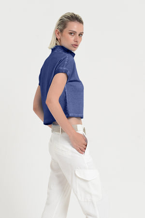 Crop Polo - Women's Cropped Polo Shirt - Whale