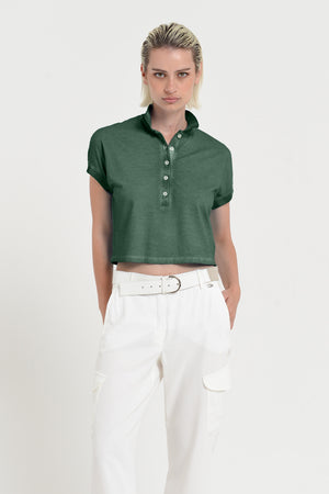 Crop Polo - Women's Cropped Polo Shirt - Juniper