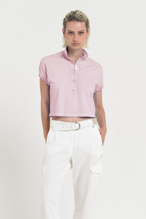 Crop Polo - Women's Cropped Polo Shirt - Rose
