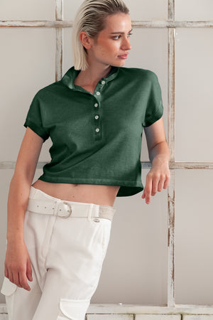 Crop Polo - Women's Cropped Polo Shirt - Juniper
